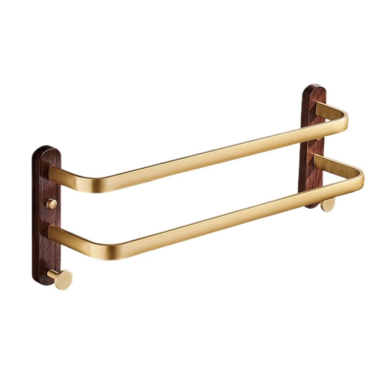 Aluminum Walnut Bathroom Wood Towel Holder Bath Rack Wooden Shelf Bar For Easy Maintenance(Double poles 40cm)