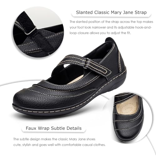 Women's Comfortable & Lightweight Leather Mary Jane Flats Versatile Business Casual Dress Shoes Work Office Cute Stylish Everyday Walking Shoes4