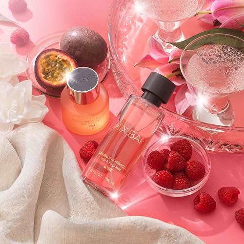 Image of MIX:BAR Sparkling Hibiscus Hair + Body Mist Spray for Women + Girls - Bergamot, Hibiscus, Cashmere Musk, Champagne Bubble Fragrance Notes - Bergamot Bedroom + Hair + Body Oil Spray - Vegan - 5oz