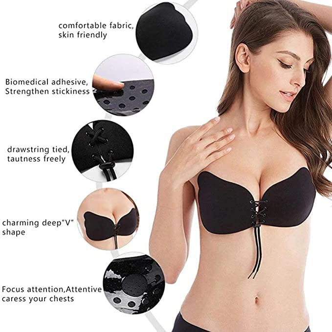 Image of Brachy Women's Silicone Padded Wire Free Push Up Bra Beige