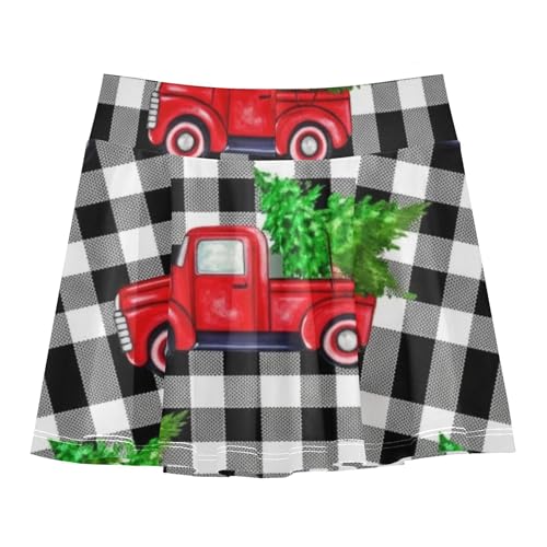 Preppy Girls Skorts Athletic Shorts Tennis Skirts for Kids Butterfly Red Trucks Christmas Trees Plaid 4t2