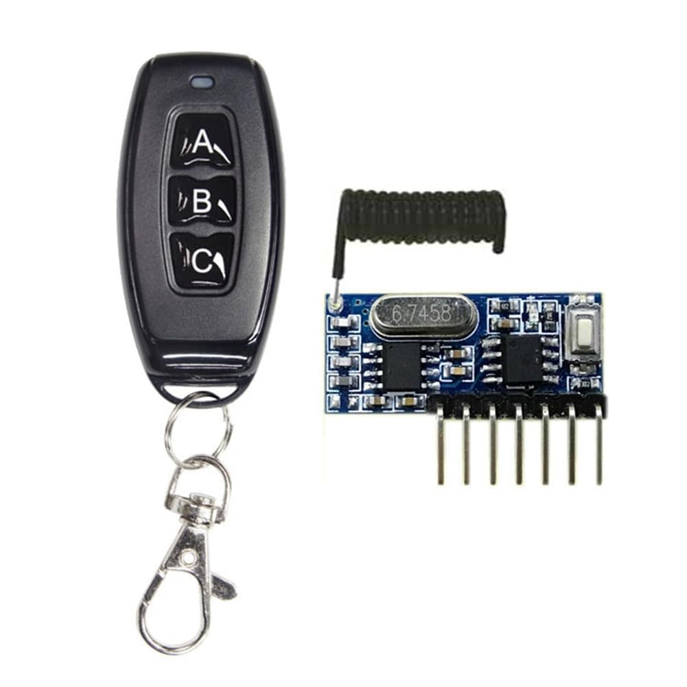Comphic 433Mhz Wireless Remote Control 5V 4-Way Transmitter and Receiver Module Set 3-Button Remote Control RX480-4CH