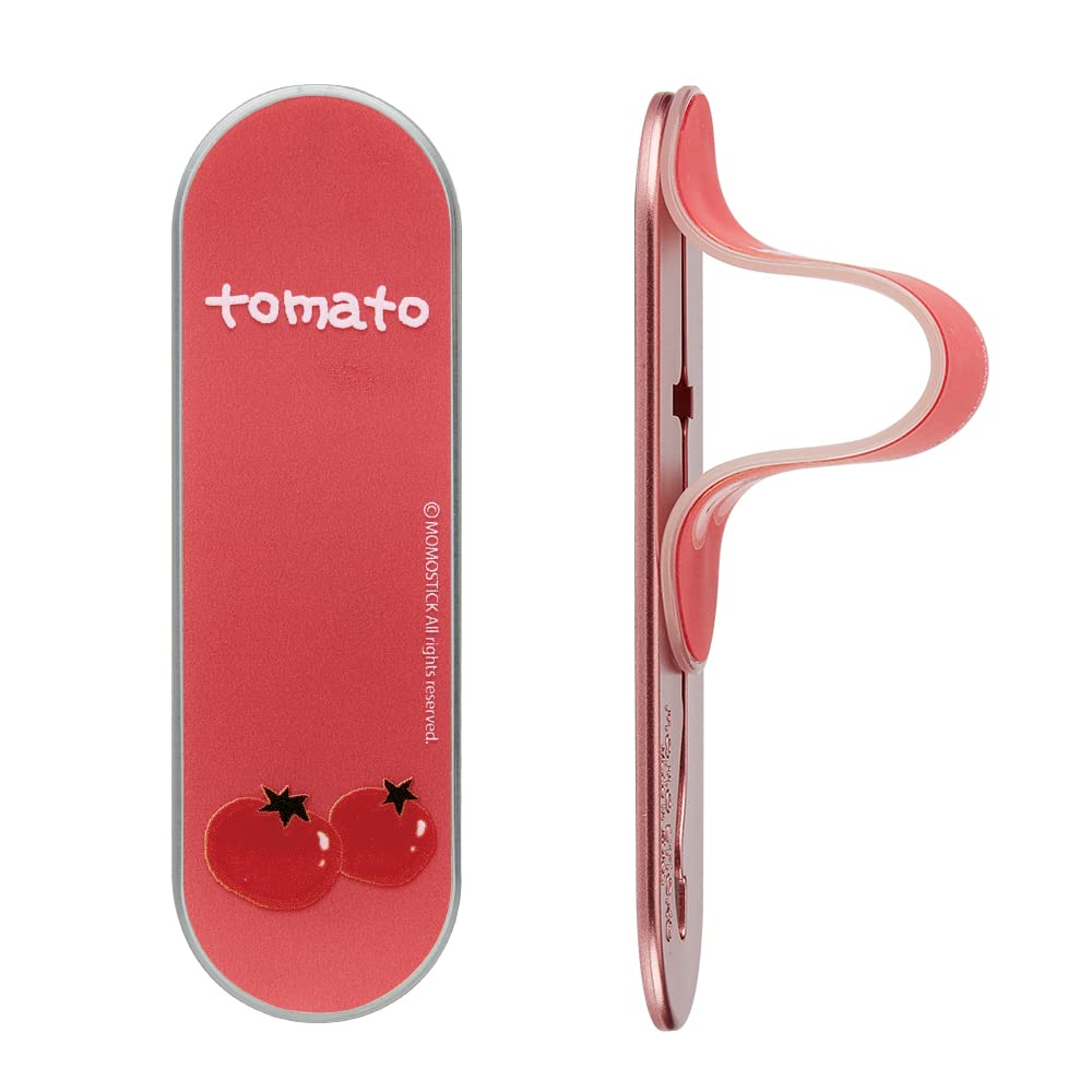 MOMO STICKMOMO STICK Momostick Flatstick, Cell Phone Finger Grip Strap Holder for Hand, Cell Phone Stand, New Slim Finger Loop Selfie Grip Compatible with Most Smartphones -Tomato
