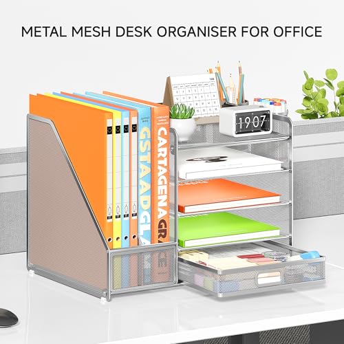 VITVITI Desk Organiser with File Holder, 5 Tier Desk Tidy Organiser with 2 Pen Holders - Image 4
