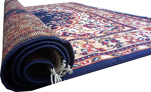 Image of Acrylic Rectangular Carpet for Hall | Mat for Living Room | 5x7 Feet Blue | Anti-Skid Carpets | Carpet for Bedroom Floor | Galicha for Hall | Home & Decor (150x195 CM - Blue Color)