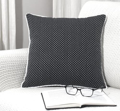 Image of mosey Cushion Covers 18 inch x 18 inch | Set of 2 | 100% Cotton Theme Cushion Covers Cushion Covers 18x18 Black
