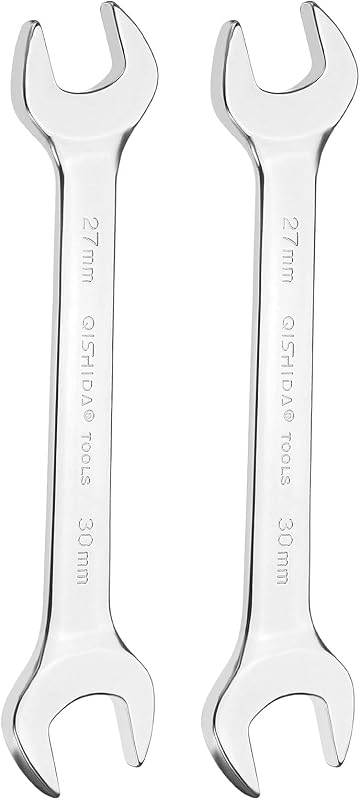 Chave de Boca Dupla HARFINGTON 27 x 30 mm com Inclinação de 15° em Aço-carbono, Acabamento Espelhado, 2 peças