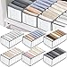 6 Piezas Organizadores de Cajones de Pantalones Caja de Almacenamiento de Ropa Plegable Lavable Organizador con 21 Compartimentos Cesta de Armario para Guardar Vaqueros Camisetas