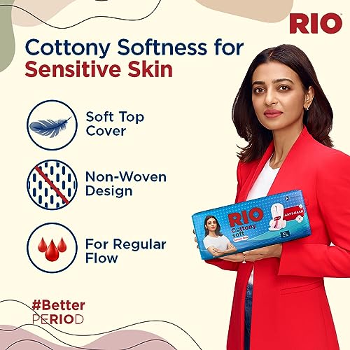 Image of RIO Sanitary Pads for women, Cottony Soft with Wings (XL) - (280mm, Pack of 24)