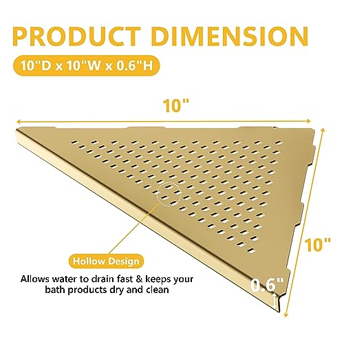 Étagère d'angle murale en acier inoxydable Neodrain dorée sans perçage pour douche - 3