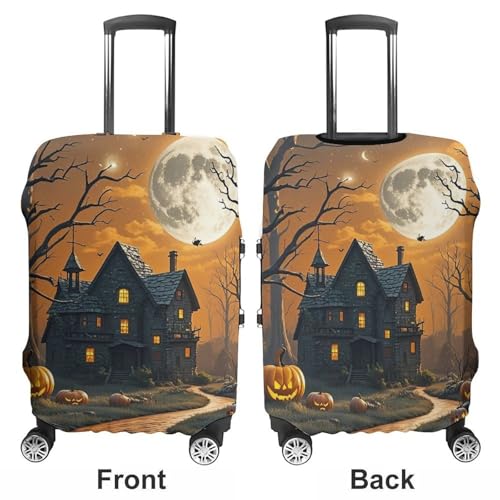 Spooky Halloween Luggage Cover, Elastic Luggage Protector Fits 19-32in Suitcases, Washable & Anti-Scratch Suitcase Cover for Men Women M3
