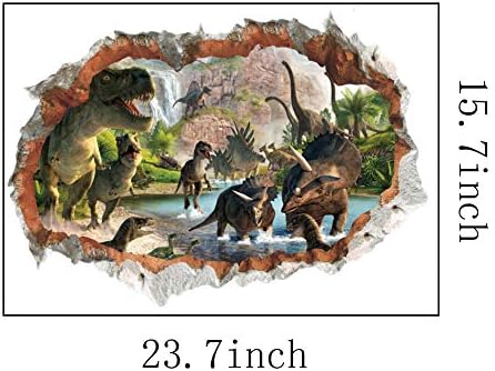 Wajade Dinosaur Wall Stickers for Boys 3D Smashed Wall Decals Peel and Stick Removable Wall Art Decoration for Boys Nursery Bedroom Living Room