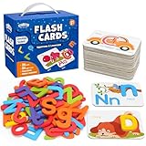 BenBen Tarjetas flash del alfabeto, juego de correspondencia de letras, tarjetas educativas