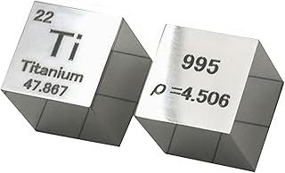 Natural Earth Element Cube Series, 1cm Metal Density Cube with Greater Than 99.9% Purity, for Element Collections Lab Experiment Material,A,tai