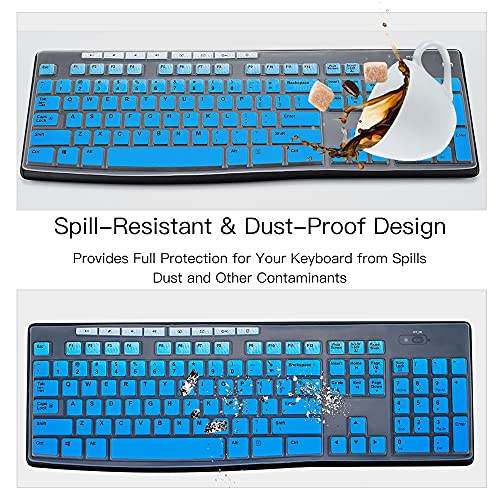 Keyboard Skin Cover For Logitech Mk270 Wireless Keyboard & Logitech K200 K260 K270 Mk200 Mk260 Mk270 Mk275 Mk295 Keyboard Cover Skin Protector, Logitech Mk270 Accessories, Ombre Blue (Us Layout) #TOP4