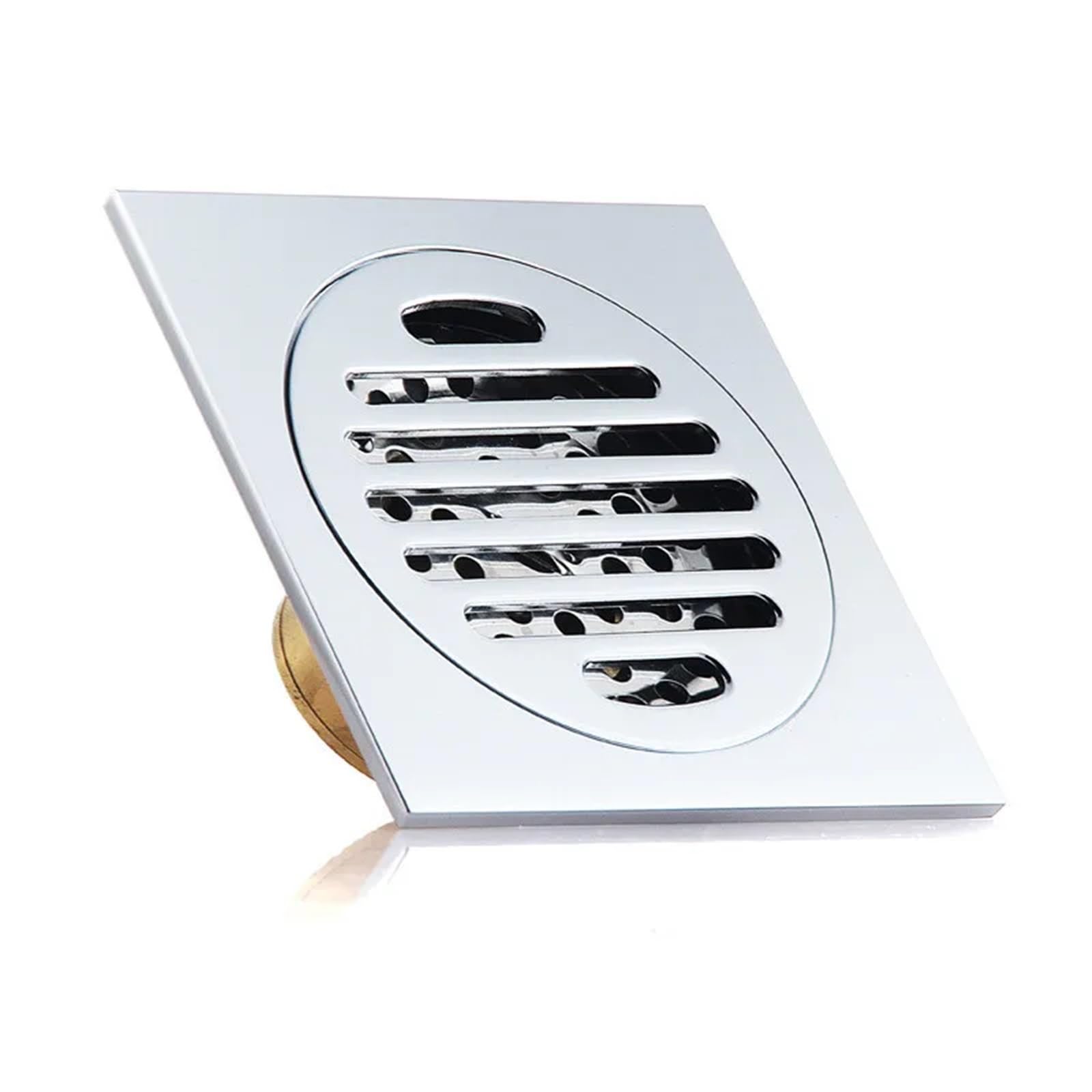 Drainage grates 10x10 Cm Floor Drains Black/Chrome Brass Shower Drain Bathroom Square Strainer Cover Grate Waste(Chrome)