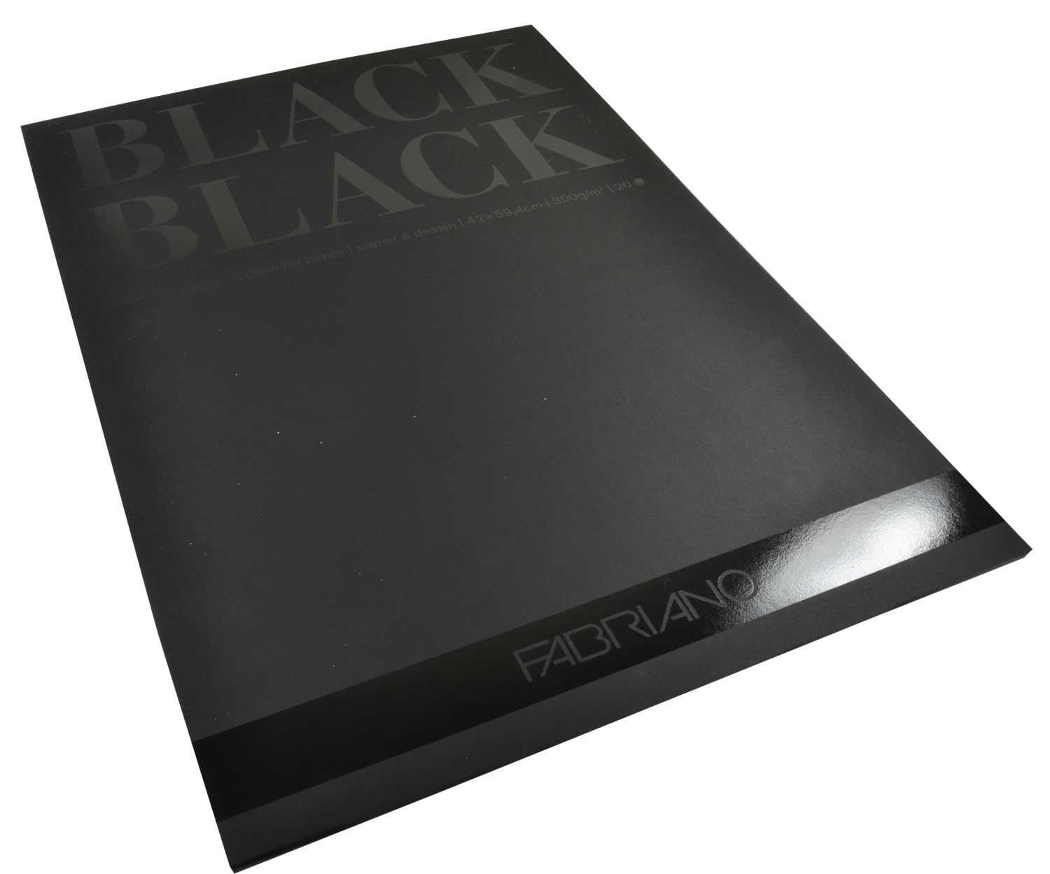 Honsell Fabriano Black 19100393 Pad Jet Black Paper with Matte Uncoated Surface 300 g/m² DIN A2 20 Sheets Ideal for Pastels Colouring Pencils and Markers