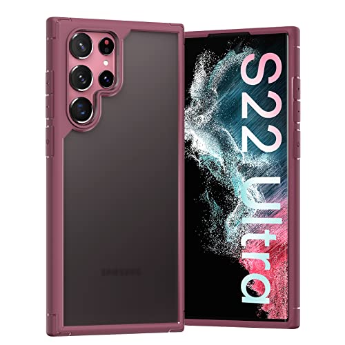 Image of TOCOL for Samsung Galaxy S22 Ultra Case, Translucent Matte Hard Back [Military Grade Shockproof] [Anti-Scratch & Anti-Fingerprint] Slim Fit Protective Cover for Galaxy S22 Ultra Case 6.8'', Plum