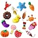 OSIAS Juego de 15 juguetes para perros chillones robustos y suaves para perros pequeños y medianos, niños, mascotas, juguetes interactivos, gatos, frutas, animales vegetales, colores varían