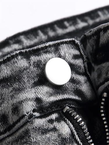 Men Stretch Jeans Pencil Pants Mid Waist Slim Fit Washed Distressed Straight Leg Skinny Denim Pants3