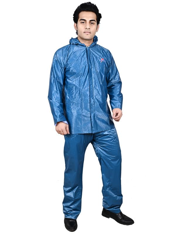 Tricky Shopper™ Men's PVC Raincoat with Hood | Water Fighter I Rain Suit with Pant for Men | Waterproof Pant and Carrying Pouch-picture-55