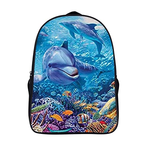 Sac d'école unisexe Dolphin Classic durable | Sac à dos de voyage enfants grand format