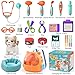 TUZT 17PCS Interactive Cat Toys for Kids, Toys for 3 4 5 6 7 8 Year Old Girls Kids Boys, Walking & Meowing Cat Toy with Sound, Veterinarian Playset for Toddlers, Idea Birthday Gifts for Little Girls