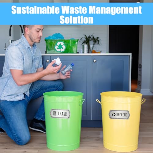 Image of 16Pcs Trash and Recycle Stickers,Recycle Stickers for Trash Bins Waste and Recover Decals Garbage Can Indoor Outdoor Garbage Can Home Office Kitchen Apartment Hotel