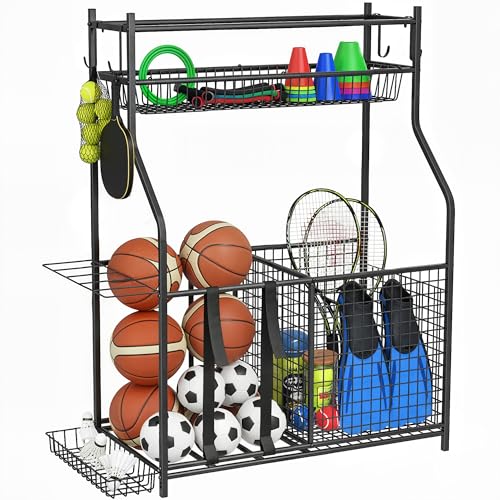 SPORTNOW Rangement d'équipements de sport, organisateur d'équipements de sport pour balles,...