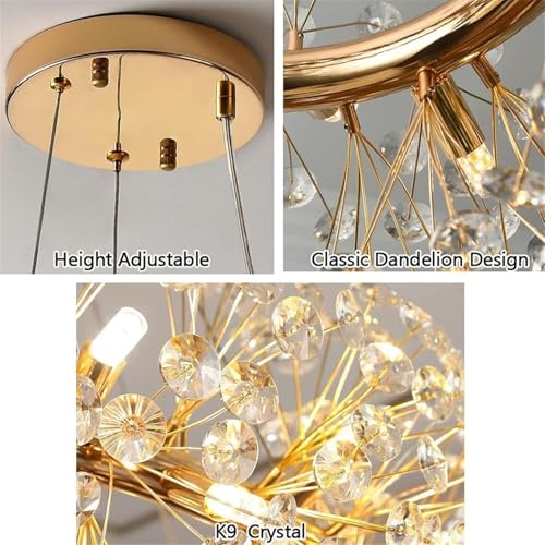 Image of Luxury Modern K9 Crystal Chandelier Lighting Fixture | Italian Style 6-Light Crystal Chandelier Ceiling Light for Living Room, (Round-corona-600MM)