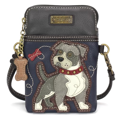 Image of CHALA Dog Collection Cell Phone Crossbody Purse-Women PU Leather /Canvas Multicolor Handbag with Adjustable Strap