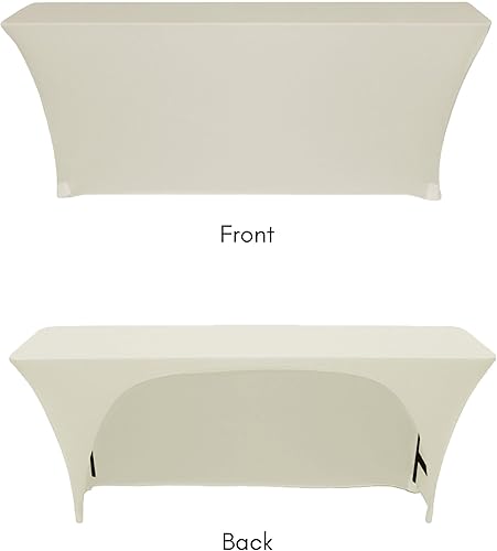 Miniatura 2 de YOUR CHAIR COVERS - Mantel elástico rectangular de elastano de 6 pies x 18 pulgadas, con espalda abierta y espalda abierta, color marfil
