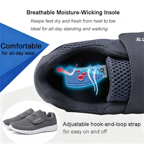 Image of LEADER SHOW Men's Casual Comfort Walking Shoes Ultralight Flats Non-Slip Hook & Loop Fashion Sneakers