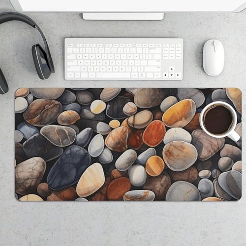 Large Mouse Pad, Rocks and Pebbles Desk Pad Protector Waterproof Desk Mat for Keyboard and Mouse, Non-Slip Rubber Base, Desktop Mat, Gaming Mousepad, for Office Home 11.8 X 23.6