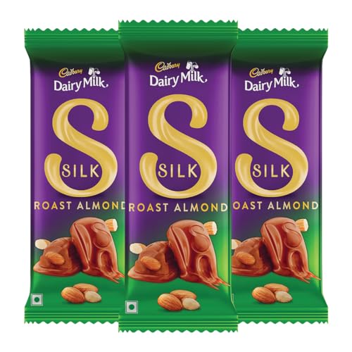 Image of Cadbury Dairy Milk Silk Roast Almonds Chocolate Bar, 134 g (Pack of 3)