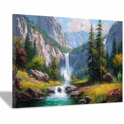 Cascade entre les montagnes impression sur toile cadre paysage naturel modern