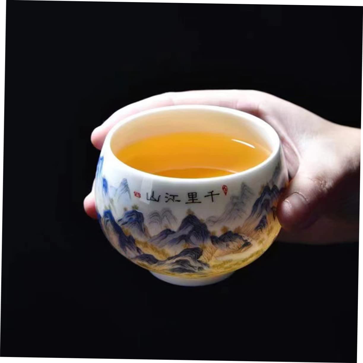Taza de Cerámica para Té de Estilo Tradicional Diseño Pintado a Mano, Multiuso y Decorativa Adecuado para Casa o Casa de Té