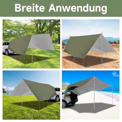 Voile d'ombrage de camping étanche et résistant avec mât stable - 6