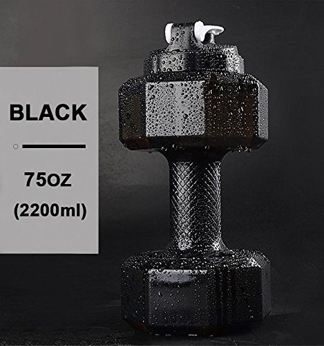 2.2L Dumbbell Shape Water Bottle, PETG Eco-friendly Sports Fitness Exercise Water Jug for Gym, Yoga, Running, Outdoors, Cycling, and Camping (Black)
