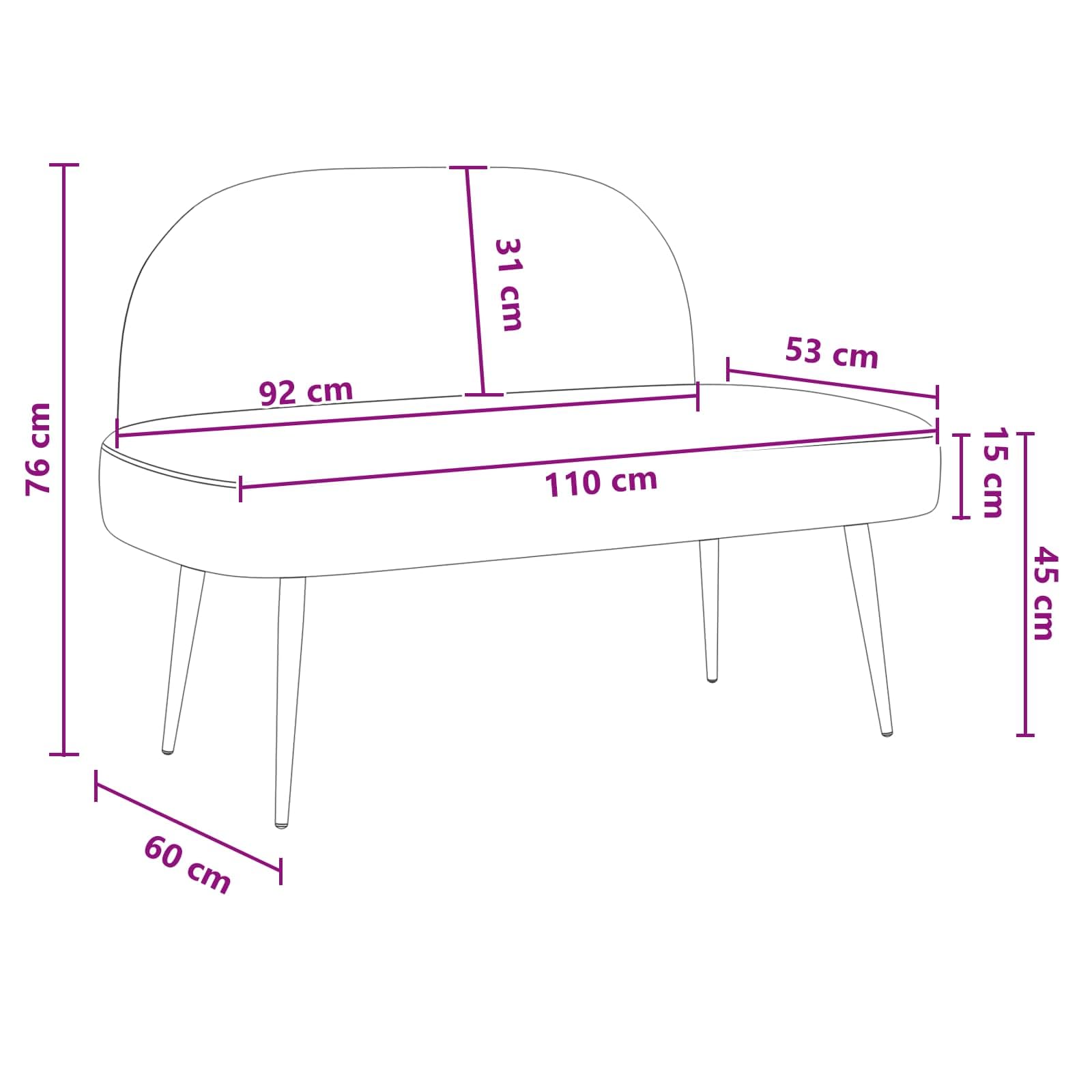 vidaXL Panchina imbottita con schienale verde mare 110 x 60 x 76 cm, Panchina in velluto moderno, comoda con imbottitura, pratica e minimalista per il tuo salotto