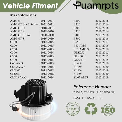 Image of AC Heater Blower Motor Assembly Compatible with Mercedes-Benz Vehicles - AMG GT C180 C250 C300 C350 C400 C63 AMG CLS400 CLS550 E250 E300 E350 E400 E550 GLK250 GLK350 SL400 SL450 SL550