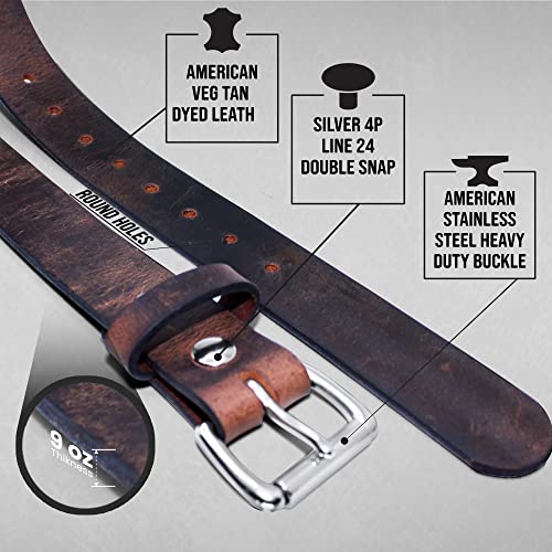 Genuine Veg Oil Tan Full Grain Leather-Mens Belts Leather Handmade By Amish-Heavy Duty Mens Belt 1.5 Wide 9/14 Oz-Made In USA2