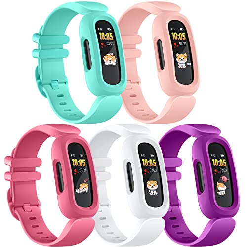 Keponew Bands Compatible with Fitbit Ace 3 Bands, Soft Waterproof Sports Strap Compatible with Fitbit Ace 3, 5 Pack