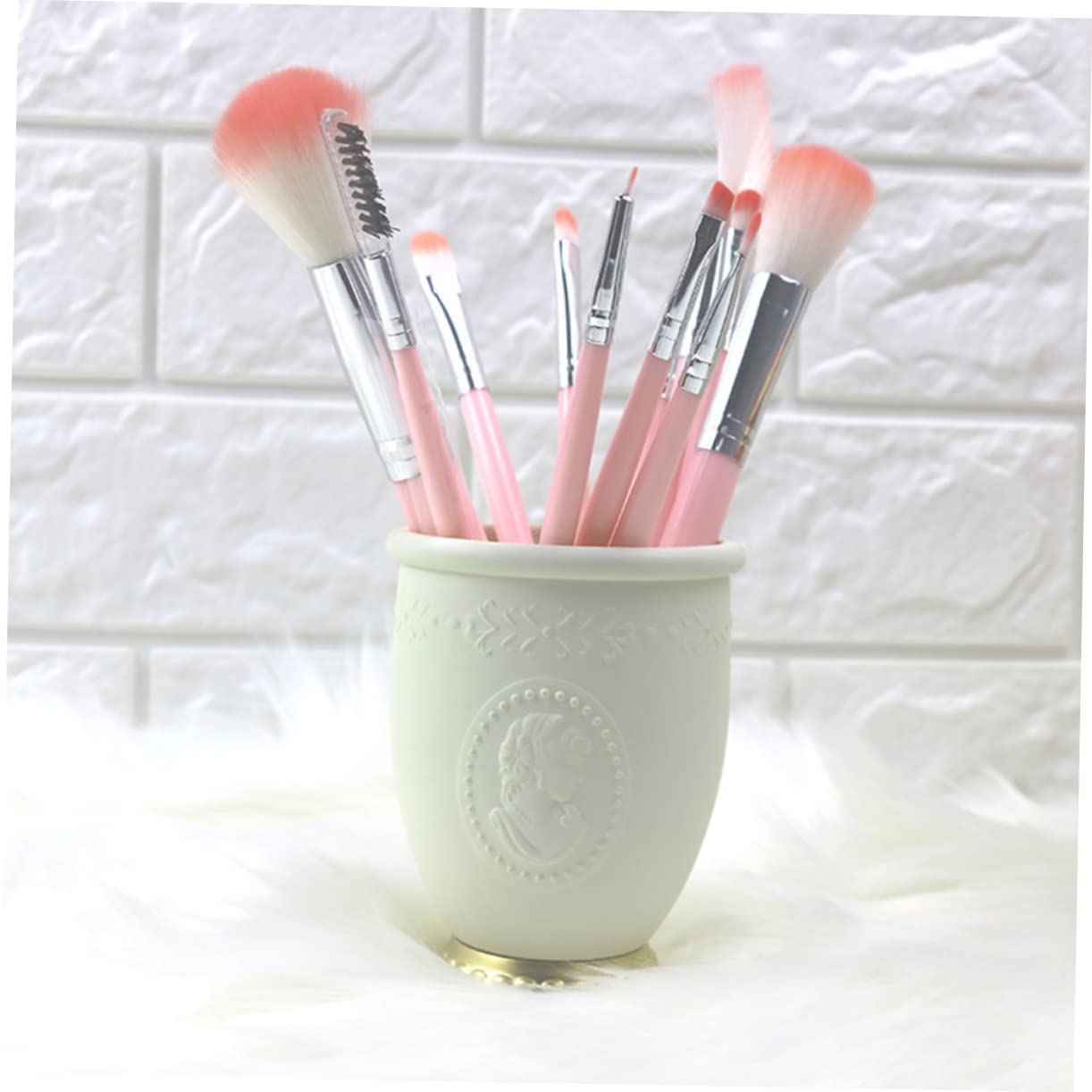 STOBOK 3pezzi Porta Pennelli Per Trucco Dorato Organizer Per Make-up e Accessori Design Elegante Per Ufficio Casa e Scuola Contenitore Multifunzionale Per Cosmetici e Articoli Vari Per
