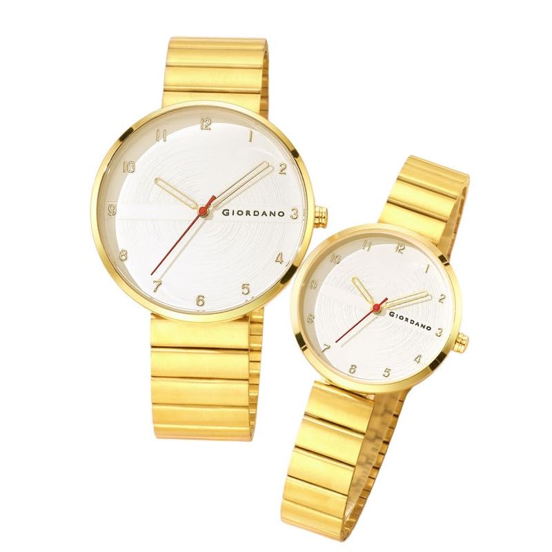 Image of Giordano Analog Couple Watch Set - Elegant Dial with Stainless Steel Strap - His & Hers Matching Watches - Minimalist Unisex Design