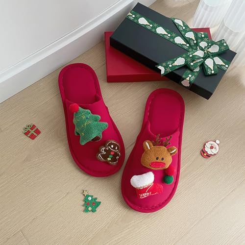 Christmas Slippers for Women Cute Slippers Home Non-Slip House Shoes Cozy Soft Bedroom Holiday Indoor Slippers2