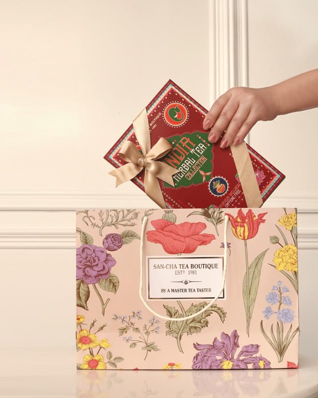 Image of SAN-CHA Tea Boutique Herbal Wellness Gift Box | Stress Relief, Sleep, Memory & Digestion Teas | Loose Leaf Herbal Assortment | 100g | Since 1981