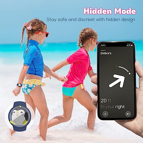 Image of Waterproof Air tag Bracelets for Kids (2 Pack) - Soft Silicone Hidden Air tag Wristband - Lightweight GPS Tracker Holder Compatible with Apple Airtag Band for Child (Penguin /Donut)