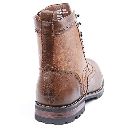 Polar Fox Cohen MPX808586 Mens Wingtip Motorcycle Combat Boots with Zipper, in Brown, Size 8.5 - Thumbnail 4