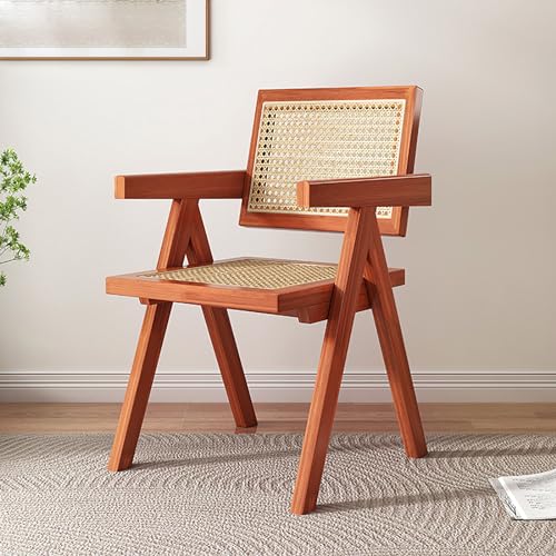 竹製木製ダイニングチェア - キッチン、リビングルーム、寝室での使用に適した快適なアクセントアームチェア - レジャーやメイクアップに最適なシングルチェア